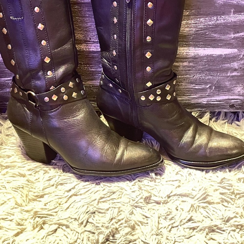 Harley-Davidson Black Leather Studded Boots